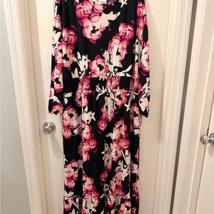 LuLaRoe “Evelyn” Black and Pink Floral Long Sleeve Dress